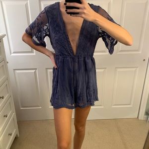 Embroidered Lace Romper